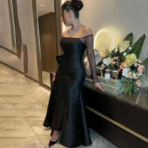 oeing strapless luxury formal evening dress pleat sheath long sleeves فساتين سهرة floor length elegant prom go