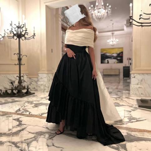 oeing off shoulder luxury formal evening dresses pleat short sleeves فساتين سهرة floor length elegant prom gow