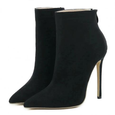 2024 Winter Women Ankle Boots Pointed Toe Thin High Heel Concise Mature  Zippers Party Dress Shoes