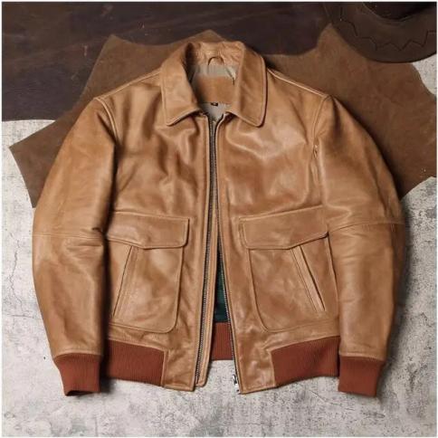 Free Shipping.ginger A2 Flight Suit Leather Jacket.vintage Classic