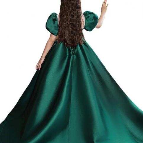 green dress in store Green Off Shoulder Lace Up Back Appliques Party For Teens Prom Gown Dr –  AlineBridal main image 0