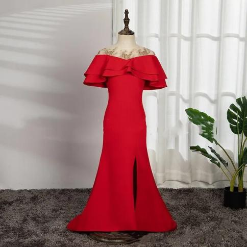 red dresses for teenage girl Solid Color Short Flutter Sleeve Shirred Dress, Suitable Summer Teen Girls Handmade Size Juniors' & Teen Red Dresses