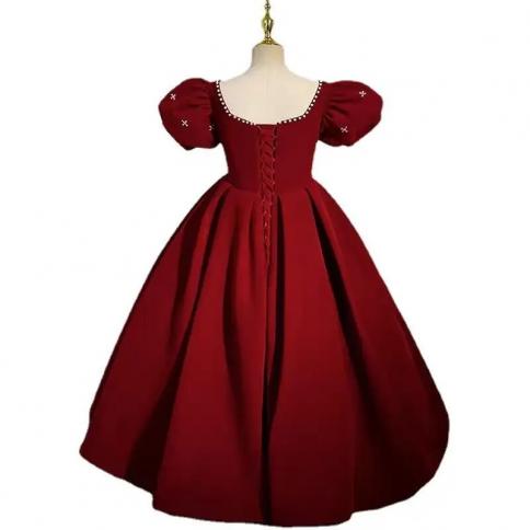 2023 Luxury Bridesmaid Dress For Teenage Girls Vintage Red Beading Ruched Ball Gown For Children Kids 2023 Luxury Bridesmaid Dress For Teenage Girls Vintage Red Beading Ruched Ball Gown For Children Kids
