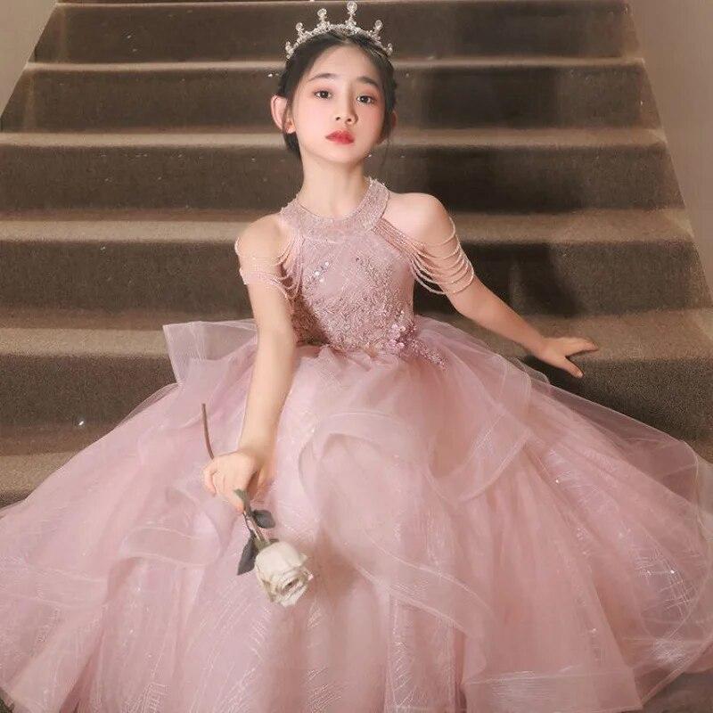 Christmas Costumes For Girls 2023 Luxurious Festive Dresses For Girl  Children Sequins Pink Ball Gown Teenagers Dress Up Kid Size 4Y Color pink  dress