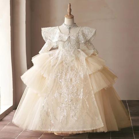 Girl Bridesmaid Dress For Weddings Children Luxurious Evening Dresses 2023 Kids Sequins Maxi Ball Gown Infants Hostess C Color Sequin Dress Kid Size 11-12y Girl Bridesmaid Dress For Weddings Children Luxurious Evening Dresses 2023 Kids Sequins Maxi Ball Gown Infants Hostess C Color Sequin Dress Kid Size 11-12y