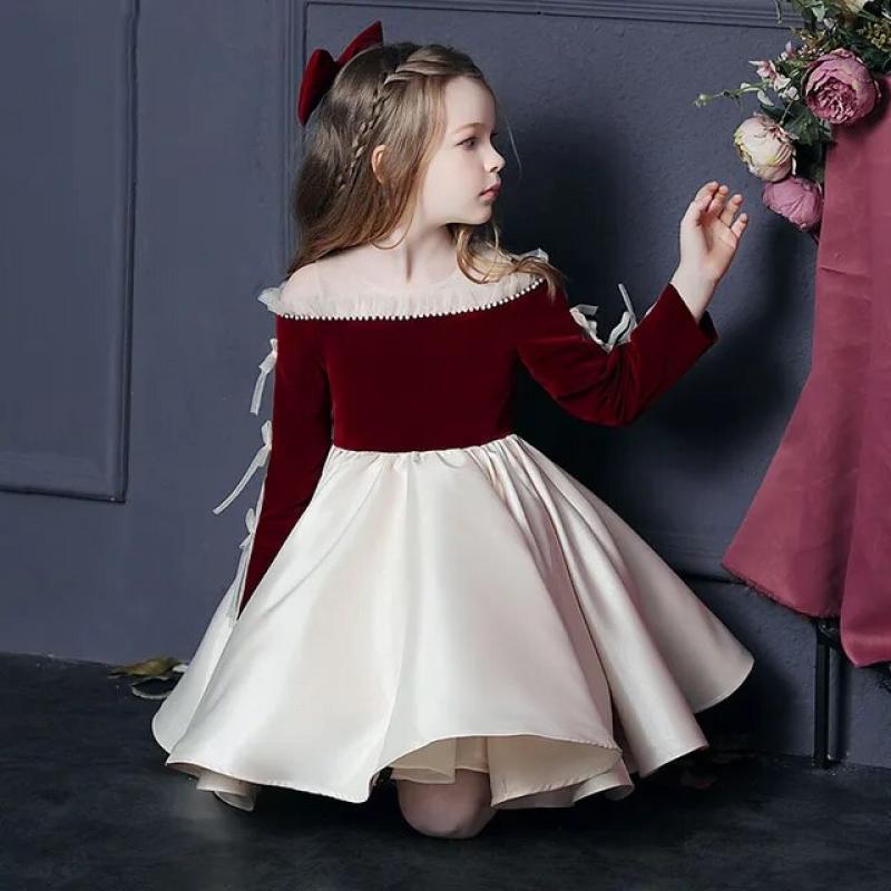 2023 Kids Graduation Dress Flower Girls Evening Dresses Children  Bridesmaids Ball Gown Teenagers Piano Performance Vesti