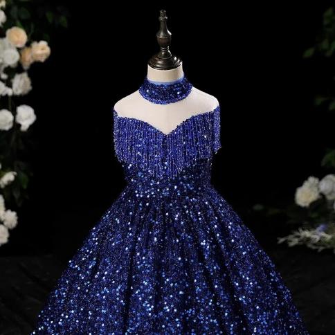 2023 Teenmiro Luxurious Graduation Ceremony Dress For Teenage Girls Kids Sequined Evening Dresses Children Formal Gala