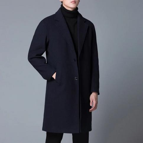 mrmt 2023 חדש לגמרי מעיל צמר צמר לגברים מעיל ארוך קז'ואל דק בצבע אחיד חליפת מעיל רוח מעיל גברים לגבר