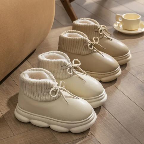 חורף נעלי כותנה ביתיות גבוהות לנשים מגפי שלג קרסוליים עמידים למים לזוג מגפיים קצרים botas de