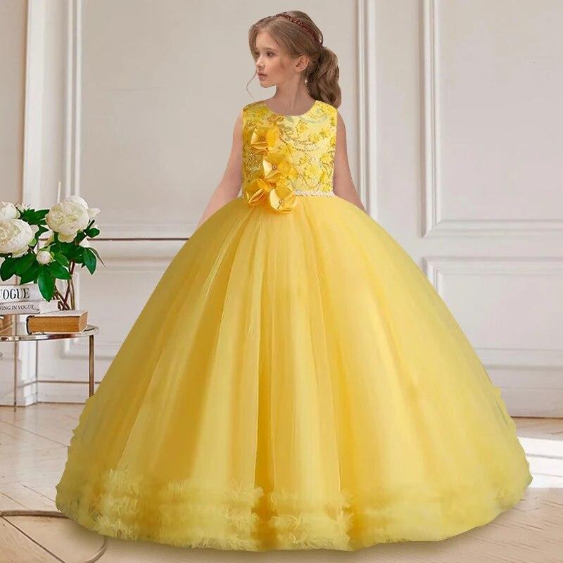 New 4 14 Year Old Girl Dress New Year Dress Girl Birthday Wedding Party Celebration Sleeveless Princess Dress Christmas Color As Picture Kid Size 1509 10T