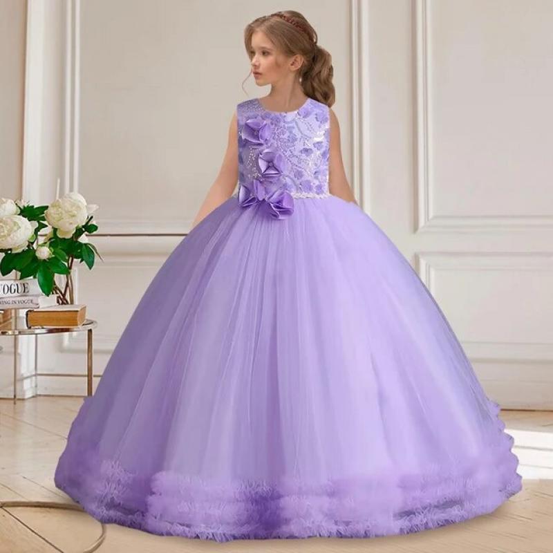 New 4 14 Year Old Girl Dress New Year Dress Girl Birthday Wedding Party  Celebration Sleeveless Princess Dress Christmas Color As Picture Kid Size  1509-10T