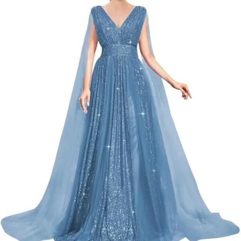 sachin and babi light blue dress Cape Dresses for Women | Elegant Cape Sleeve Gown main image 0