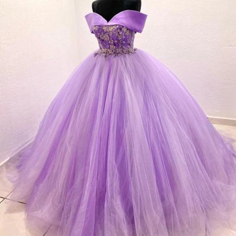 שמלת נשף סווינטג' שמלות quinceanera שמלות יום הולדת ל-15 מסיבות מחוץ לכתף חרוזים תחרה אפליקציית נסיכה