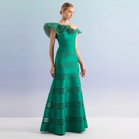 שמלות נשף ירוקות אלגנטיות של sevintage קפל ללא שרוולים עם כתף אחת שמלות ערב שמלה רשמית vestidos de festa