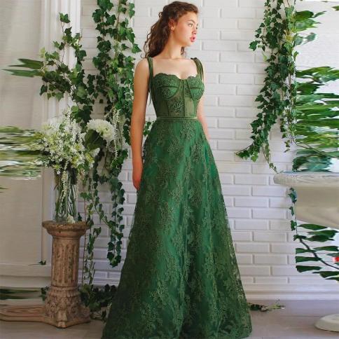שמלת ערב שמלת ערב 2022 תחרה ארוכה שמלת ערב לאירוע רשמי שמלות ירוקות