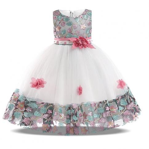 Summer Flower Dresses For Girls Children Birthday Party Wedding Dress Prom Evening Princess Dress Costums Kids Clothes 3