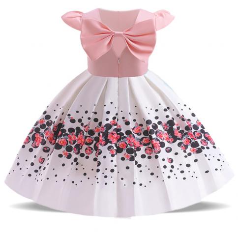 Summer Flower Kids Party Dresses For Girls Costume Formal Pink Bow Wedding Girl Princess Prom Dress Bridesmaids Birthday