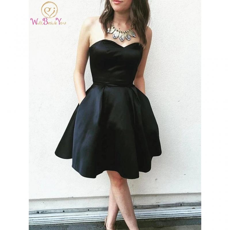 Sweetheart Neck Short Black Prom Dresses Ball Gown Mini Short Formal  Homecoming Dresses Strapless Sweetheart Party Gowns Color Black US Size 2