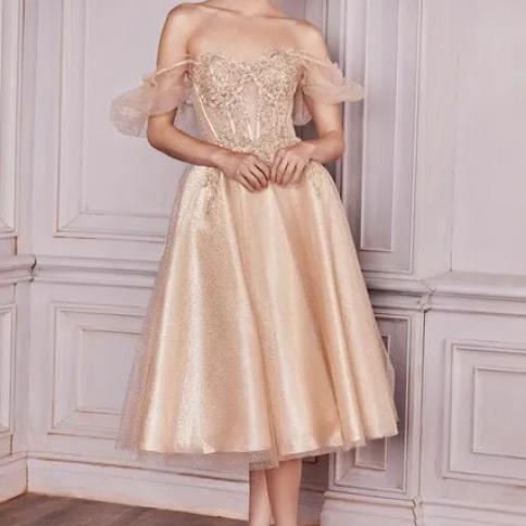 rose gold short puffy dress Pink A Line Unique Sparkly V Neck Mini Homecoming Dresses Puffy Short Prom  Dress main image 1