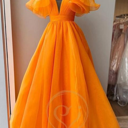 strapless open back dress Orange A-Line Homecoming Dress Short Prom Dress Party Dress cg25975 –  classygown main image 0