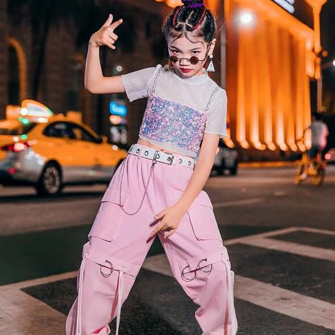zzl אורבני דאנס בגדי ילדה בגדים מגניבים לילדים ילדה ריקוד ג'אז אופנה תלבושת ביצוע בנות חליפת ריקוד kpop
