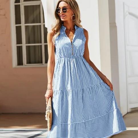 princess polly baby blue dress Steve Madden Women's Aria Striped A-Line Dress