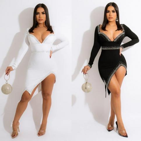 חם rhinestone מועדון שמלת נשים סטרפלס bodycon beading שמלות מסיבה שמלות