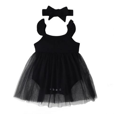 0 18 Months Newborn Baby Girl Romper Dress Sleeveless Black Lace Dress With  Headband 2pcs Costume Infant Baby Girl Jump Kid Size 3-6M Color 222203159-2