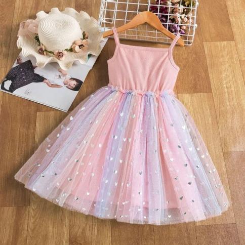 1 5 Yrs Baby Summer Dress For Girls Rainbow Tutu Sling Tulle Kids Birthday Wedding Party 1 5 Yrs Baby Summer Dress For Girls Rainbow Tutu Sling Tulle Kids Birthday Wedding Party
