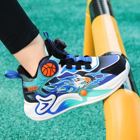 נעלי בנים 2024 אביב וסתיו רשת נושמת נעלי ספורט לילדים בינוניות וגדולות נעלי כדורסל לילדים