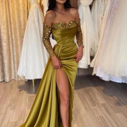 Elegant Prom Dresses 2024 Sweetheart Evening Dress Off The Shoulder Satin Robes For Formal Party Vintage Vestidos De Gal Color Beige US Size 8 Elegant Prom Dresses 2024 Sweetheart Evening Dress Off The Shoulder Satin Robes For Formal Party Vintage Vestidos De Gal Color Beige US Size 8