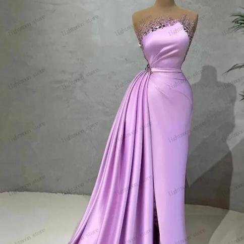 שמלות ערב וינטג' לנשים 2024 שמלת נשף אלגנטית סאטן נדן סלסול בתולת ים אפליקציות חרוזים יפה ווסטידו