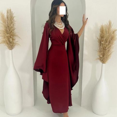 שמלת נשף ערב הסעודית סגנון מודרני רשמי ערב צווארון קו קפל באורך קרסול סאטן שמלות לאירוע בהזמנה אישית