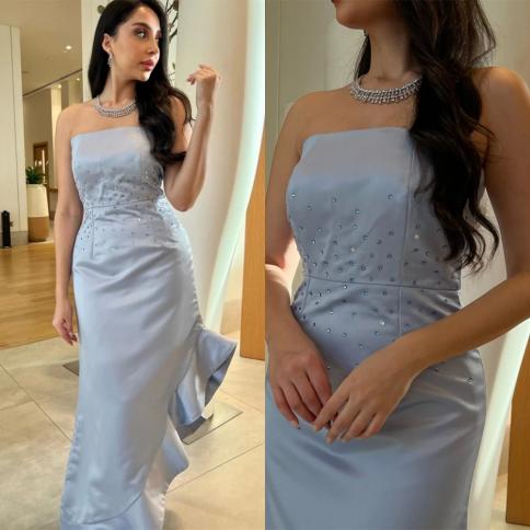 yipeisha prom dress simple high quality strapless sequin  low party  ankle length sleeveless formal evening gowns فست