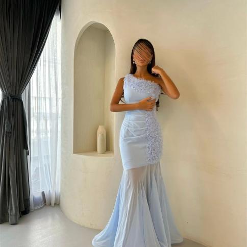 שמלות נשף אופנה אלגנטית אסימטרית כתף אחת שמלת מסיבת בתולת ים באורך רצפת ערב רשמי סאטן ללא שרוולים