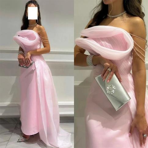 yipeisha prom dresses elegant off shoulder sheath cocktail fold draped satin occasion evening gown فساتين كوكت