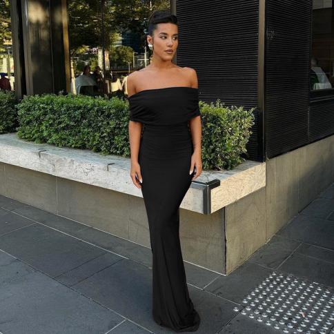 strapless open back dress Classic Off-Shoulder Long Prom Dress with A-Line Skirt PromGirl