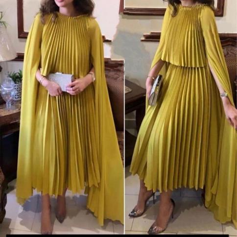 הגעה חדשה שיפון דובאי ערבית שמלת ערב 2022robe de soiree זהב שמלות סלבריטאים במידות גדולות שמלות ערב לאישה