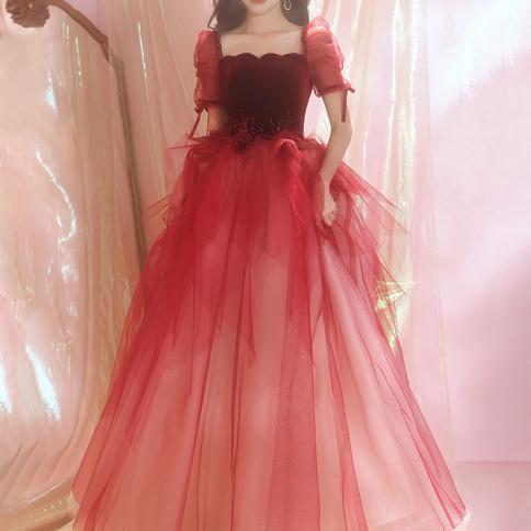 שמלות נשף אלגנטיות שיפוע לנשים 2024 ארוך יין אדום נוצץ עם אפליקציות vestido de festa אופנה לילה יוקרתי