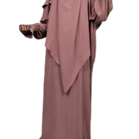 מזרח התיכון שני חלקים סט מוסלמי לנשים בגד תפילה ג'ילבאב עבאיה מוסלמי שמלת ברדס כיסוי רמדאן ארוך עבאיה