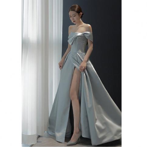 שמלות ערב לנשים נשים אלגנטיות בסגנון צרפתי ללא שרוולים חצאית סאטן ארוכה חצאית נשף שמלת נשף