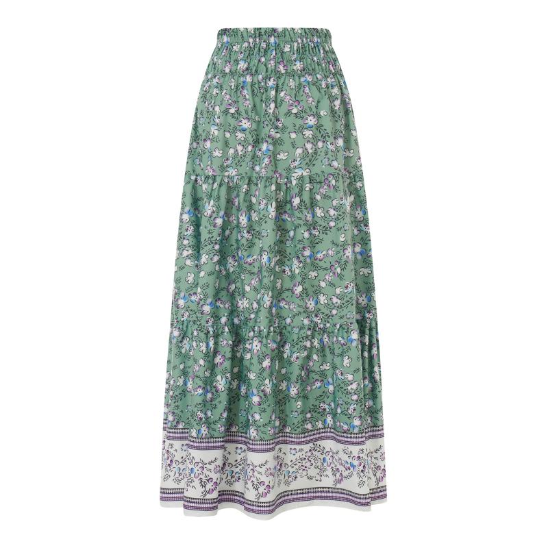Women A-Line Floral Maxi Skirt 4120