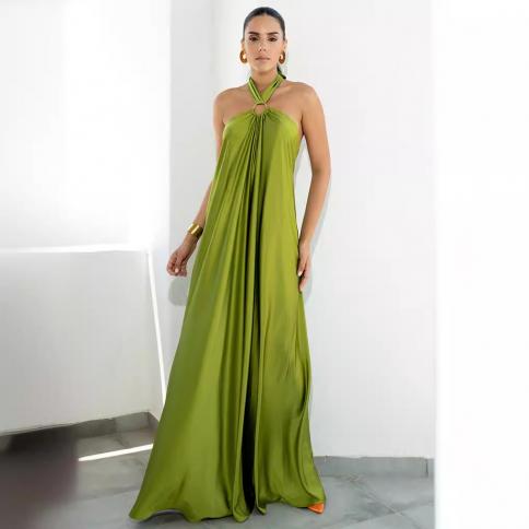 party dresses summer 2024 Summer Dresses for Women 2024 Elegant Mock Neck Cocktail Party Sleeveless Maxi Dresses Satin Wrap Ruffle Formal Dresses Blue at Amazon Women's Clothing store