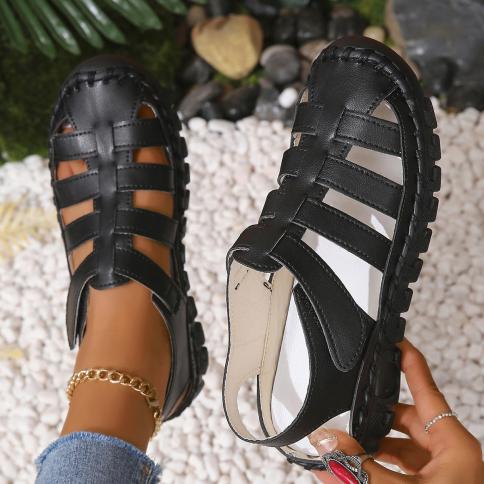 סנדלי נשים קיץ סנדלי נשים אצבע מכוסה עור רך ונינוח נעלי פלטפורמה סנדלי פלטפורמה חדשים zapatos d