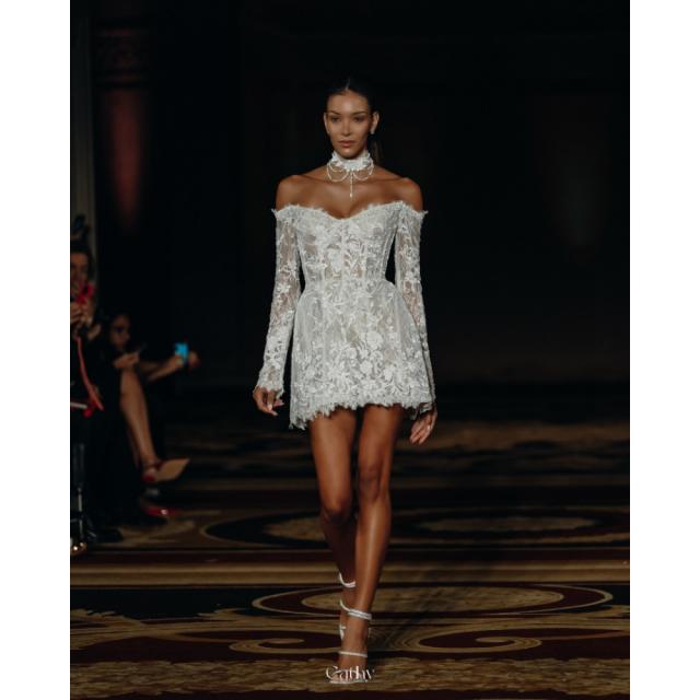 קתי לבן מהכתף שרוולים ארוכים vestidos de noche תחרה רקמה
