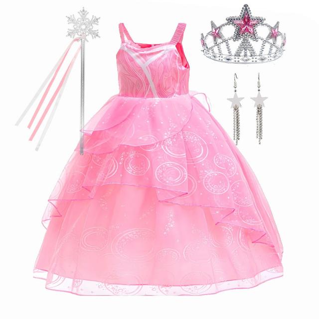 Kids Fairy Glinda Costume Wicked Wizard Of Ozland Halloween Girl Cosplay  Charming Gli