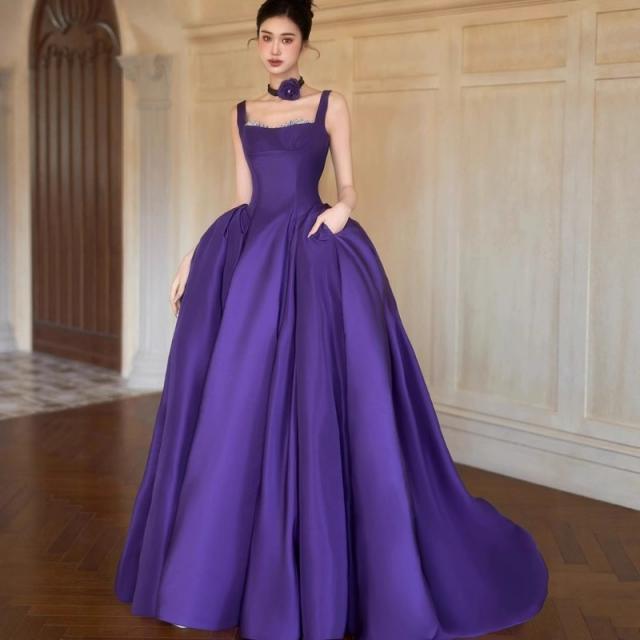 שמלת ערב בסגנון חולצה סגול מסיבת יום הולדת טקס גיל 2025 חדש