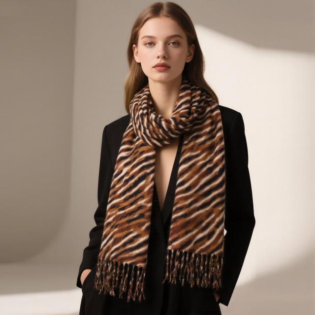 צעיף צעיף סתיו וחורף חיקוי קשמיר עם הדפס זברה בשני יחידים נסיעה גבוה