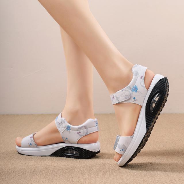 נשים דירות פלטפורמה סנדלי עור יחפים נעלי קז'ואל נוחות גברת מונע החלקה ג