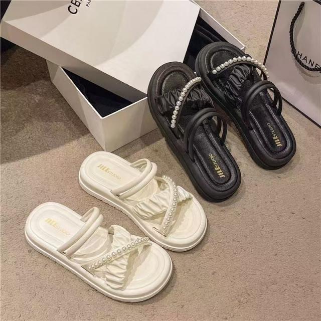 מכירת קיץ לוהטת של עונה לנשים תחתית עבה חדשה סנדלי slipon soft b